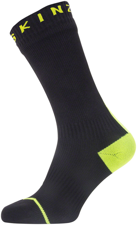 SealSkinz Waterproof All Weather Mid Length with Hydrostop Socks - Large, Black/Neon Yellow