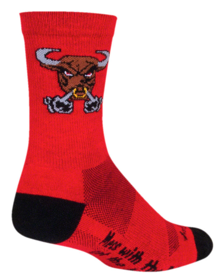 SockGuy Crew Bullish Socks - 6 inch, Red, Small/Medium