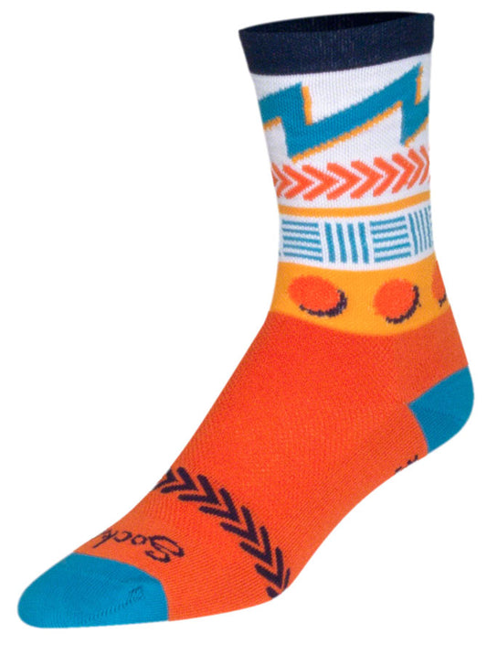 SockGuy Crew Doodle Socks - 6 inch, Orange, Small/Medium