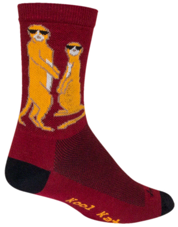 SockGuy Crew Kool Kats Socks - 6 inch, Burgundy, Large/X-Large