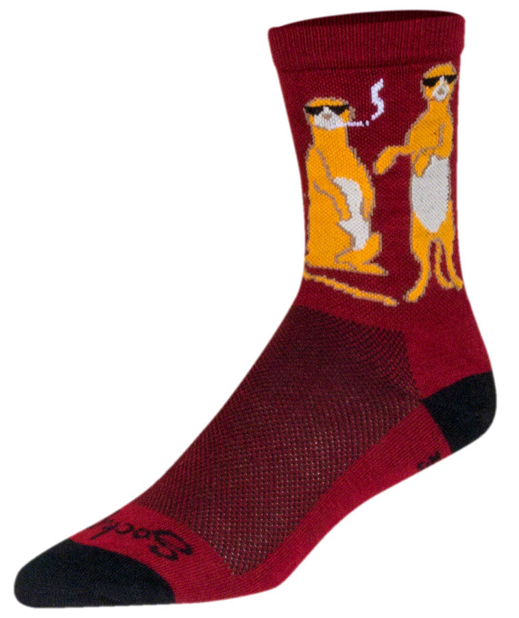 SockGuy Crew Kool Kats Socks - 6 inch, Burgundy, Large/X-Large