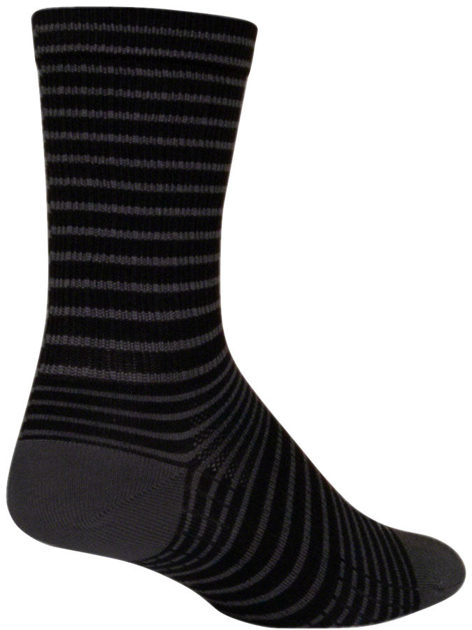 SockGuy SGX Black Stripes Socks - 6 inch, Black, Large/X-Large