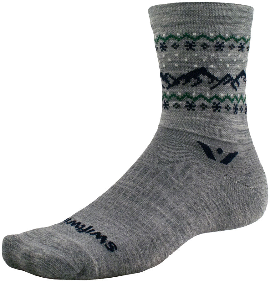 Swiftwick Vision Five Socks - 5 inch, Snow Capped Heather, X-Large
