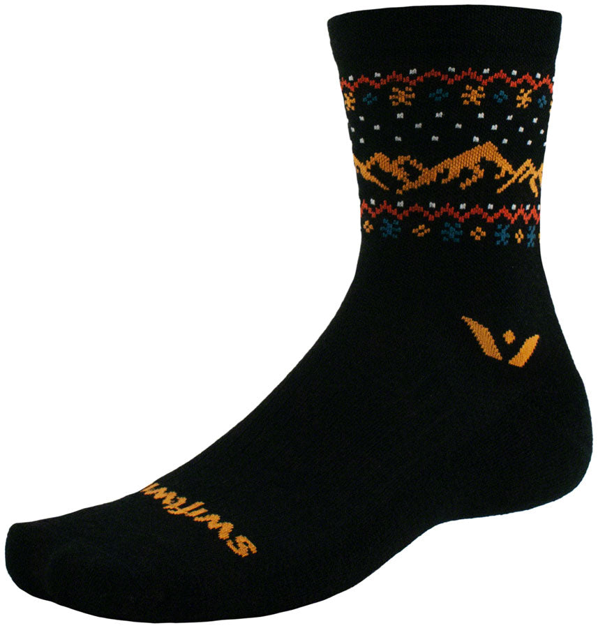Swiftwick Vision Five Socks - 5 inch, Snow Capped Black, Large