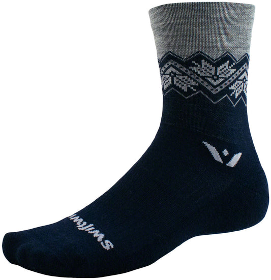 Swiftwick Vision Five Socks - 5 inch, Fair Isle Navy, Large