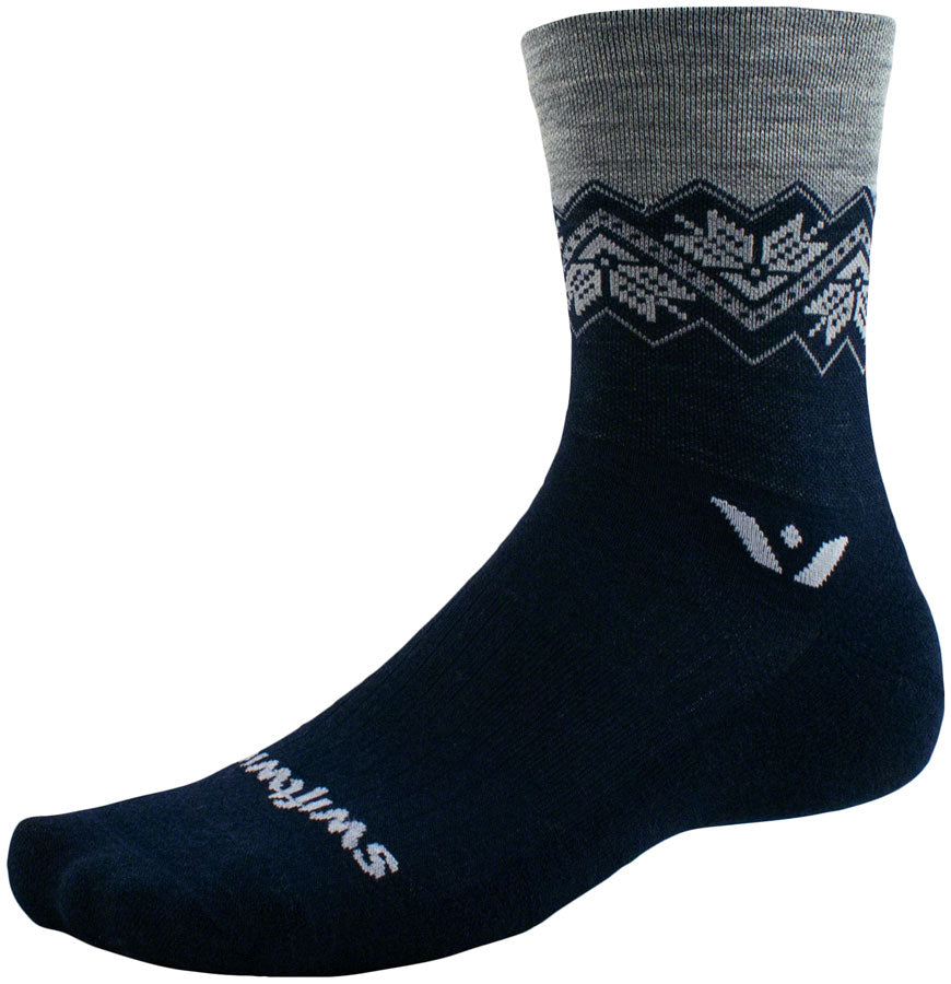 Swiftwick Vision Five Socks - 5 inch, Fair Isle Navy, X-Large