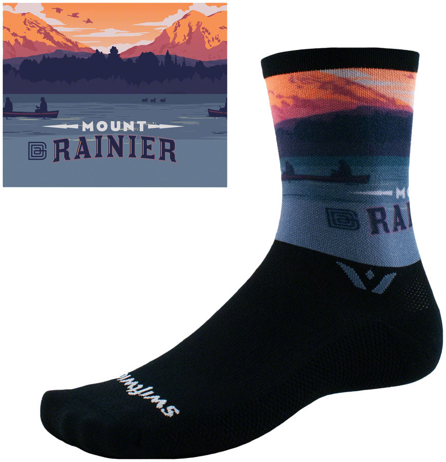 Swiftwick Vision Six Socks - 6 inch, Impression Mount Ranier, Large