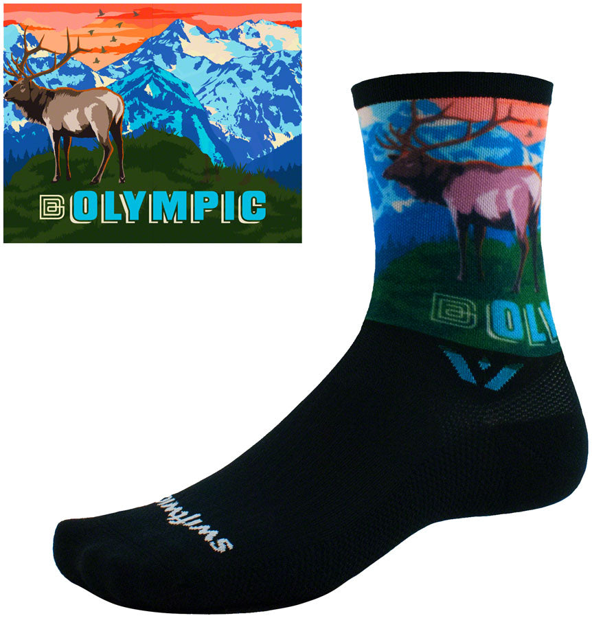 Swiftwick Vision Six Socks - 6 inch, Impression Olympic, Medium
