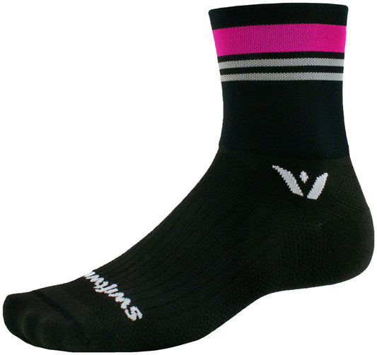 Swiftwick Aspire Four Stripe Socks - Pink Gray, X-Large