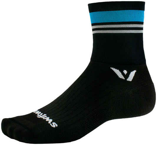 Swiftwick Aspire Four Stripe Socks - Aqua Gray, Large