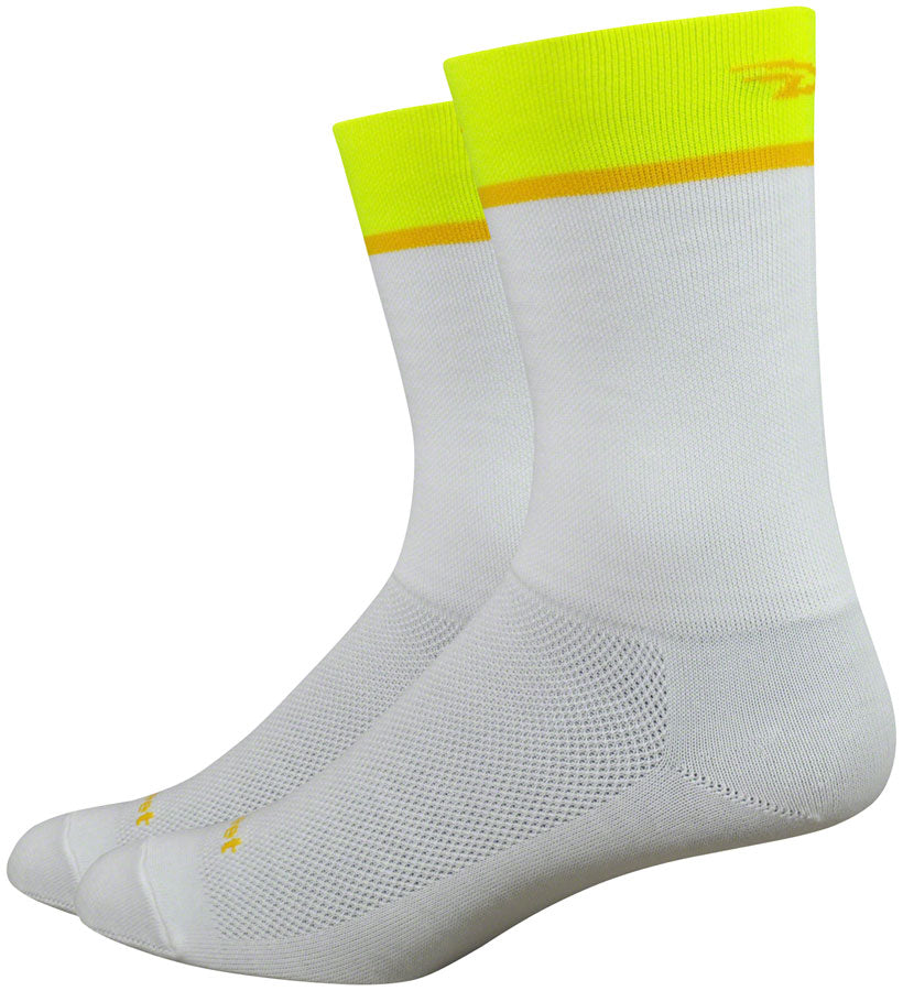DeFeet Aireator Team Socks - 6 inch, White/Hi-Vis, Large
