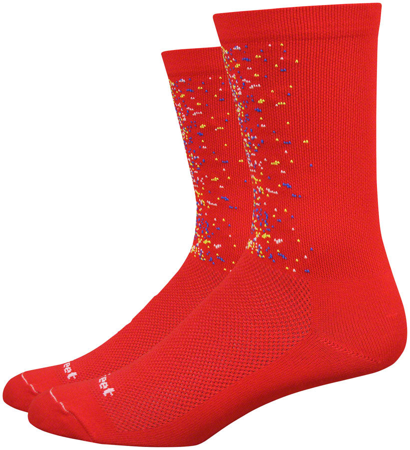 DeFeet Aireator Barnstormer Splatter Socks - 6 inch, Red/Multi-Color, Small