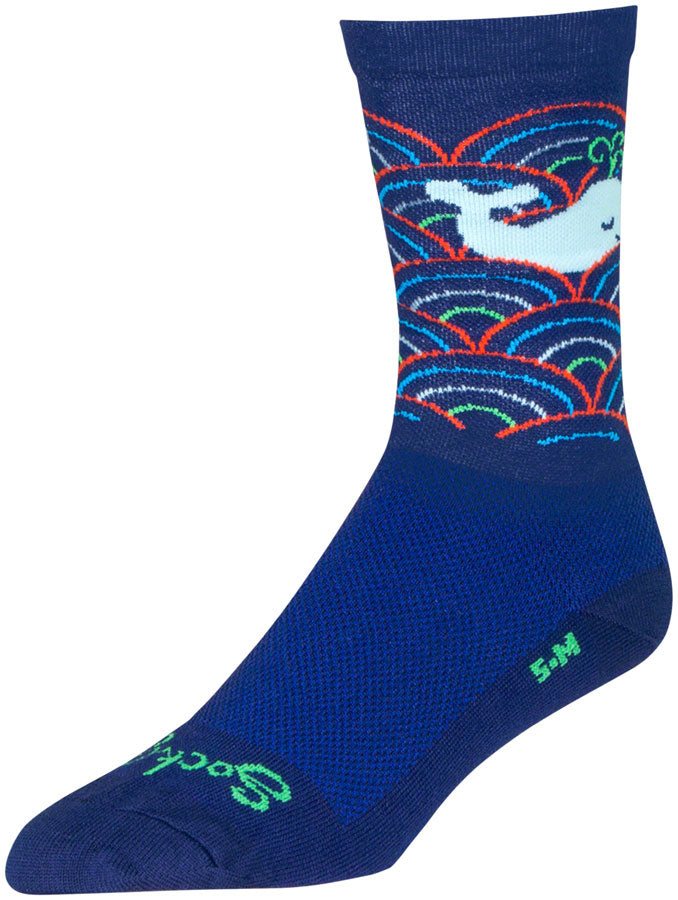 SockGuy Crew Oh Whale Socks - 6 inch, Blue, Large/X-Large