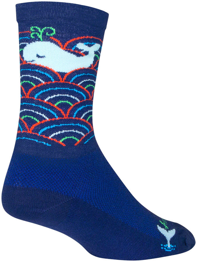 SockGuy Crew Oh Whale Socks - 6 inch, Blue, Large/X-Large