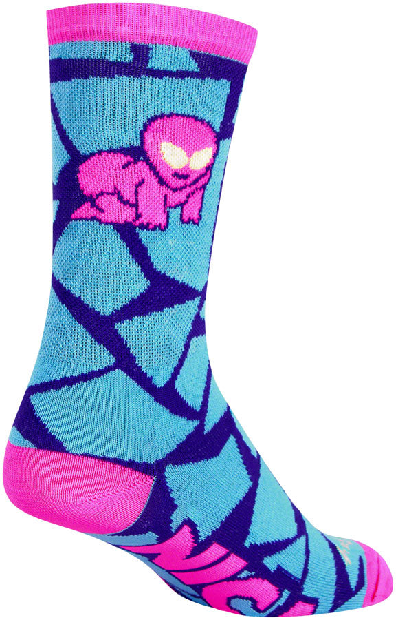 SockGuy Crew NICA Alien Socks - 6 inch, Blue/Pink, Small/Medium