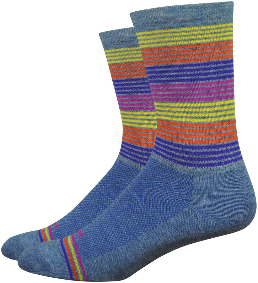DeFeet Wooleator Comp Business Time Socks - 6 inch, Sapphire Heather, X-Large