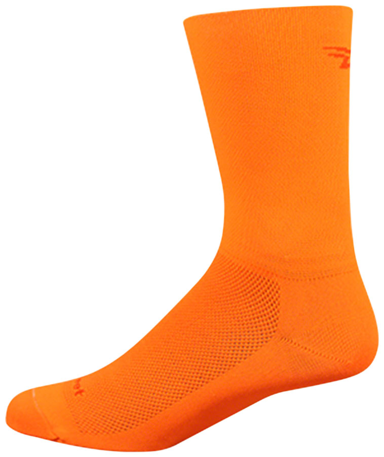 DeFeet Aireator D-Logo Double Cuff Socks - 6 inch, Hi-Vis Orange, Large