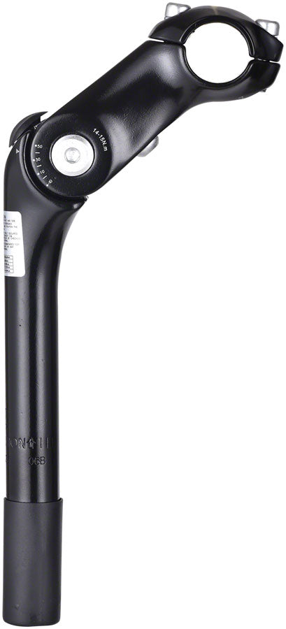 Zoom Quick Comfort Adjustable Stem - 90mm, 25.4 Clamp, Adjustable 80-150deg, 22.2-24tpi Quill, Aluminum, Black