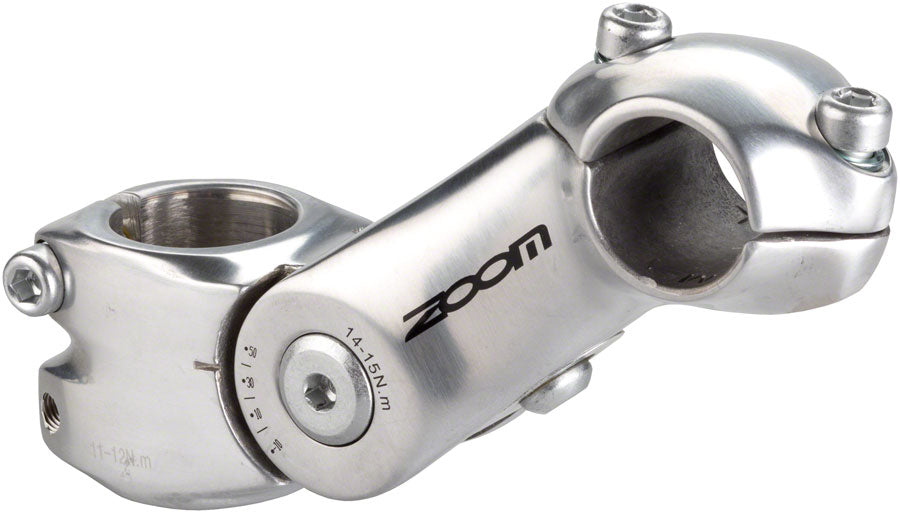 Zoom TDS-80 Adjustable Stem 105mm Stem 25.4mm Clamp 1 1/8 in Steerer Silver