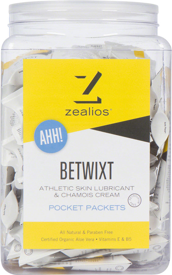 Zealios Betwixt Athletic Skin Lubricant and Chamois Cream: 10ml single use packets, Tub of 100