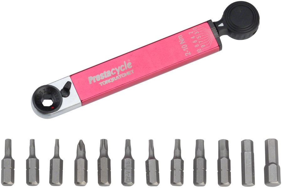 Prestacycle TorqRatchet Deluxe Pocket Multi-Tool Torque Ratchet, 2-10 Nm Range, 12 Piece Bit Set