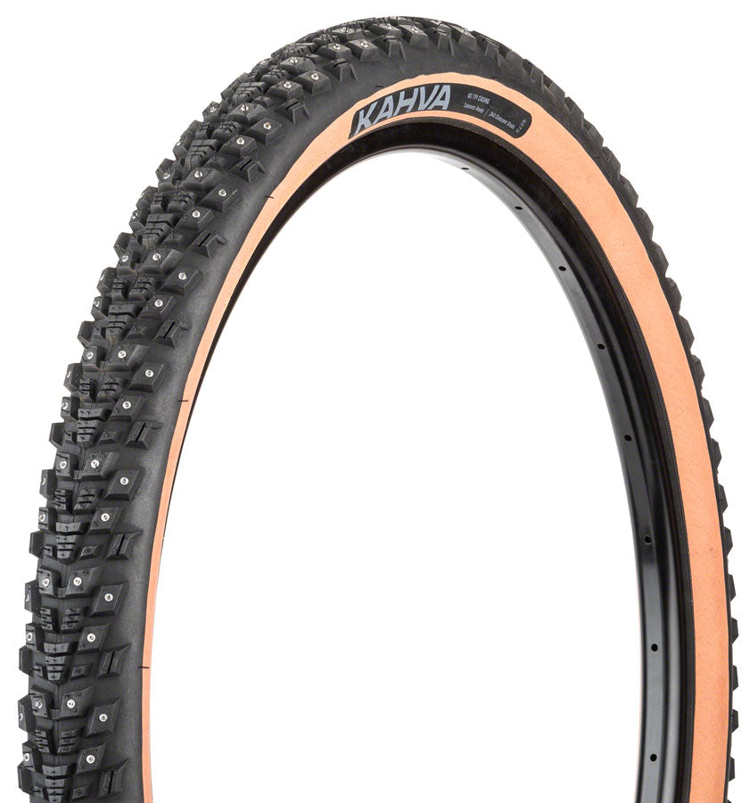 45NRTH Kahva Tire - 27.5 x 2.1, Tubeless, Folding, Tan, 60tpi, 240 Concave Carbide Studs