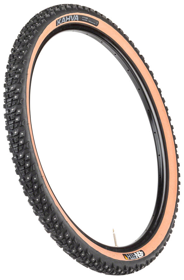 45NRTH Kahva Tire - 27.5 x 2.1, Tubeless, Folding, Tan, 60tpi, 240 Concave Carbide Studs