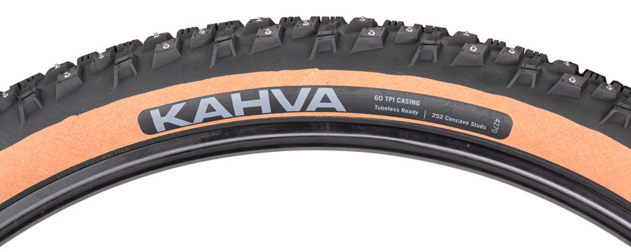 45NRTH Kahva Tire - 29 x 2.25, Tubeless, Folding, Tan, 60tpi, 252 Concave Carbide Studs