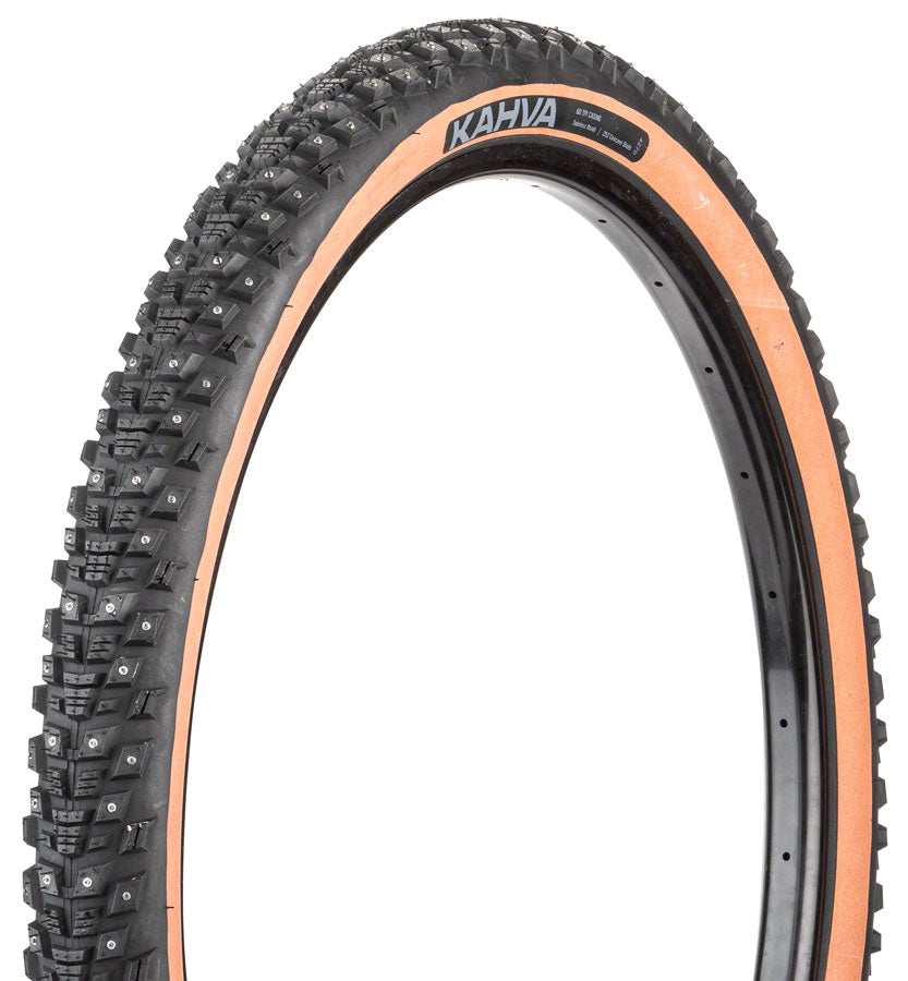 45NRTH Kahva Tire - 29 x 2.25, Tubeless, Folding, Tan, 60tpi, 252 Concave Carbide Studs