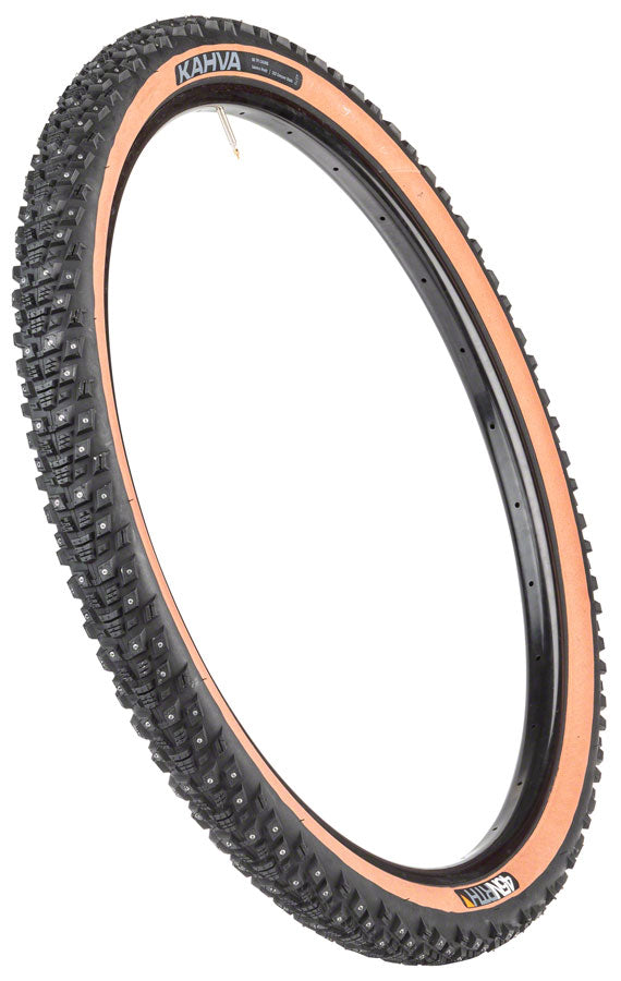 45NRTH Kahva Tire - 29 x 2.25, Tubeless, Folding, Tan, 60tpi, 252 Concave Carbide Studs