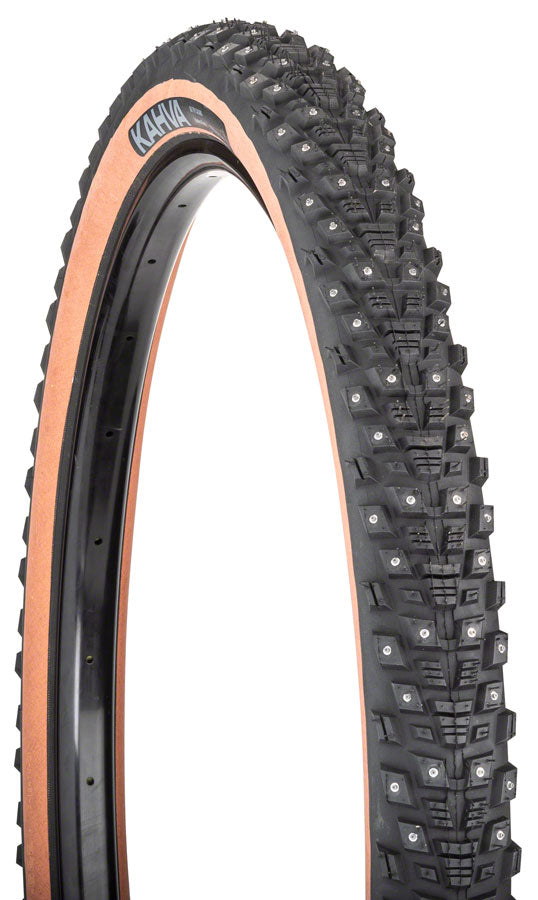 45NRTH Kahva Tire - 29 x 2.25, Tubeless, Folding, Tan, 60tpi, 252 Concave Carbide Studs