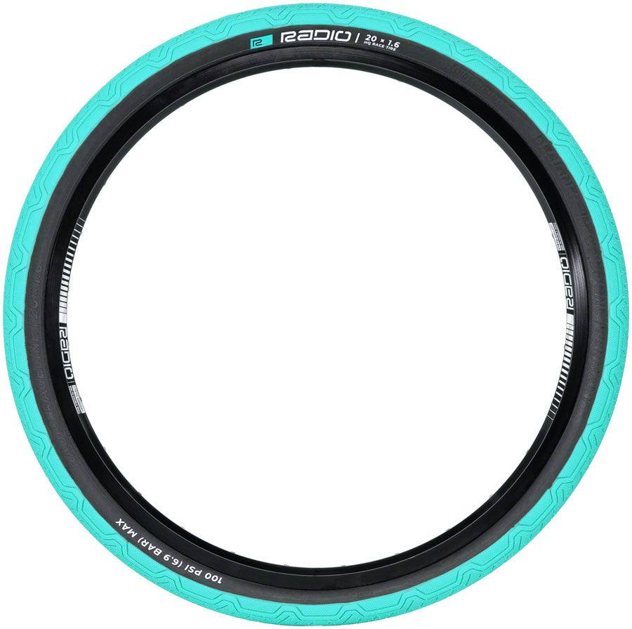 Radio Raceline Oxygen Tire - 20 x 1.6, Clincher, Folding, Teal/Black, 120 TPI