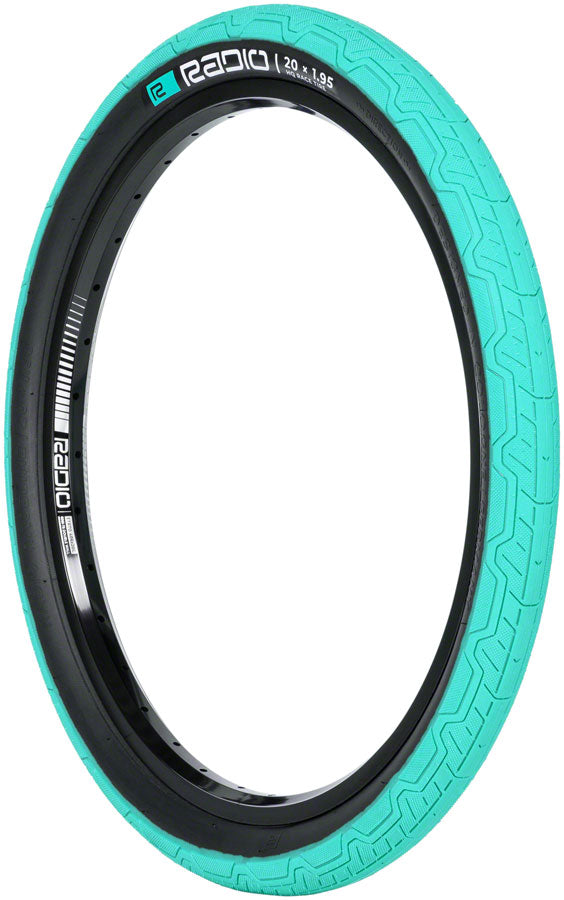 Radio Raceline Oxygen Tire - 20 x 1.95, Clincher, Folding, Teal/Black, 120 TPI