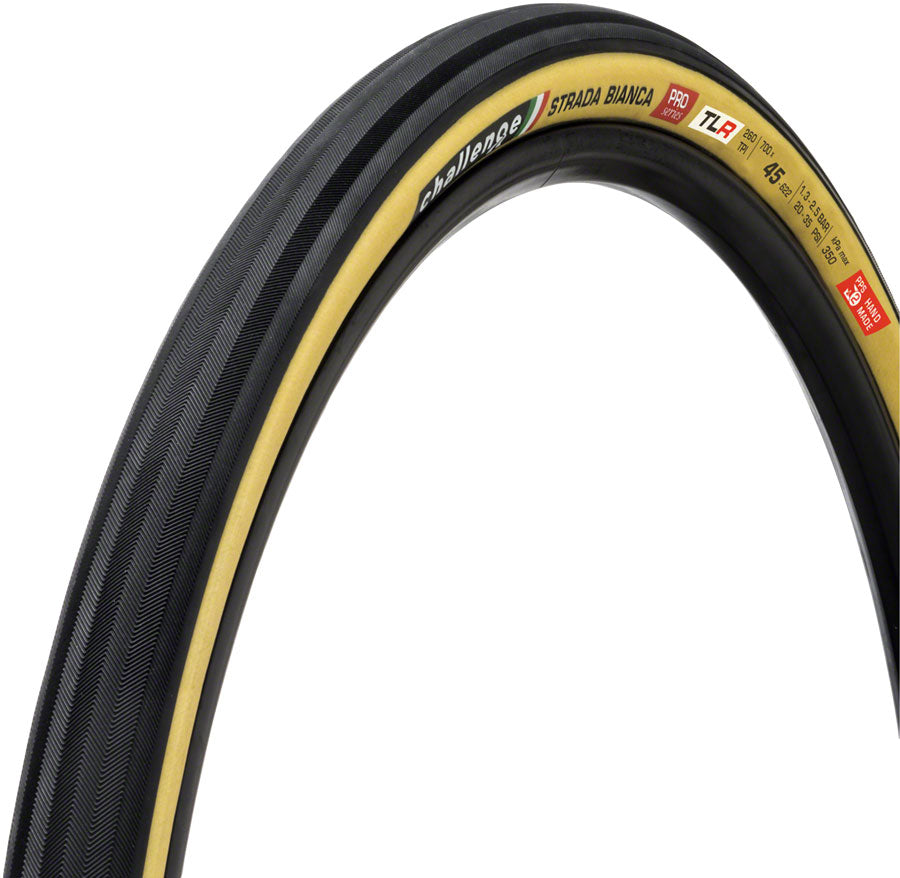 Challenge Strada Bianca Pro Tire - 700 x 45, Tubeless, Folding, Black/Tan, Handmade