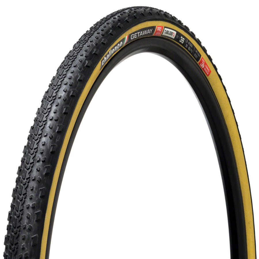 Challenge Getaway Pro Tire - 700 x 36 / 28 x 36, Tubeless Tubular, Black/Tan, Handmade