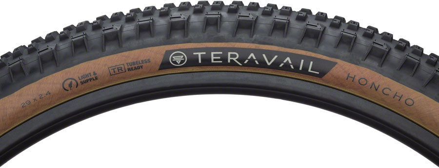 Teravail Honcho Tire - 29 x 2.4, Tubeless, Folding, Tan, Durable, Grip Compound