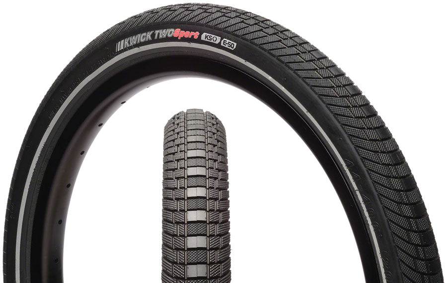 Kenda Kwick Two Tire - 20 x 1.75, Clincher, Wire, Black/Reflective, 60tpi, KS