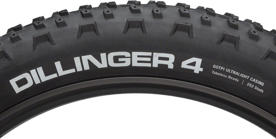 45NRTH Dillinger 4 Tire - 27.5 x 4, Tubeless, Folding, Black, 60tpi, Studdable
