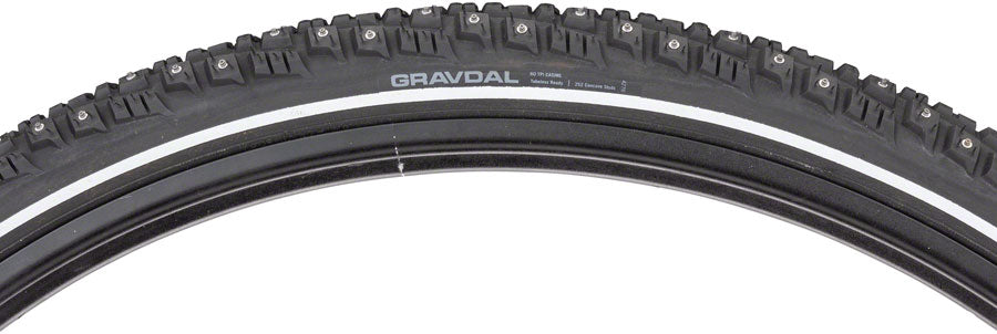 45NRTH Gravdal Tire - 700 x 38, Tubeless, Folding, Black, 60tpi, 252 Concave Carbide Studs