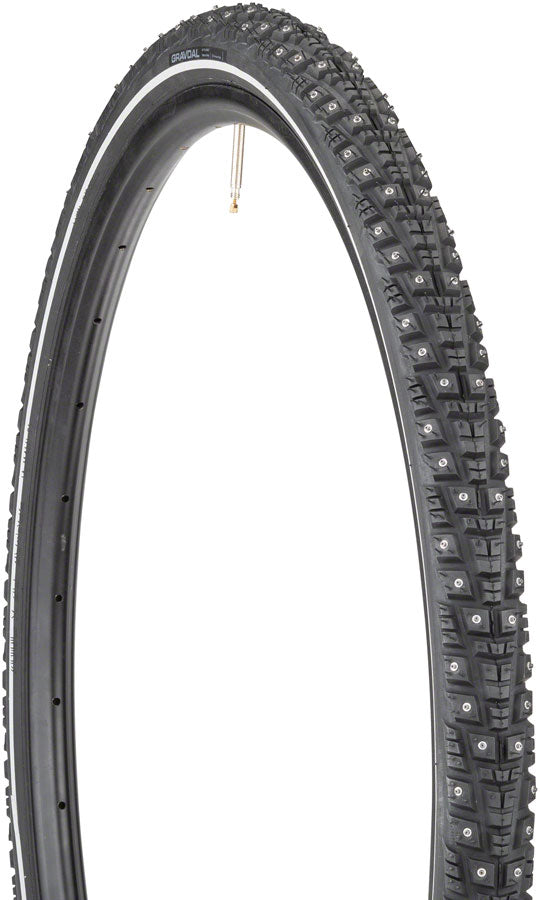 45NRTH Gravdal Tire - 700 x 38, Tubeless, Folding, Black, 60tpi, 252 Concave Carbide Studs