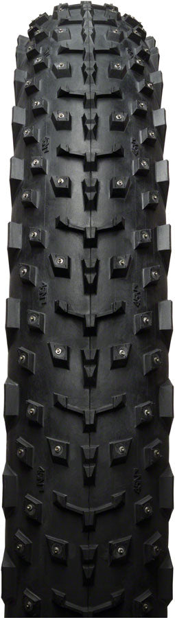45NRTH Dillinger 4 Tire - 26 x 4, Tubeless, Folding, Black, 120tpi, 240 Concave Carbide Aluminum Studs