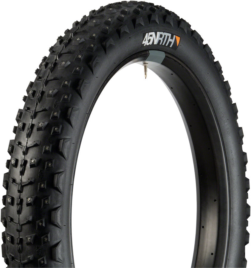 45NRTH Dillinger 4 Tire - 26 x 4, Tubeless, Folding, Black, 120tpi, 240 Concave Carbide Aluminum Studs