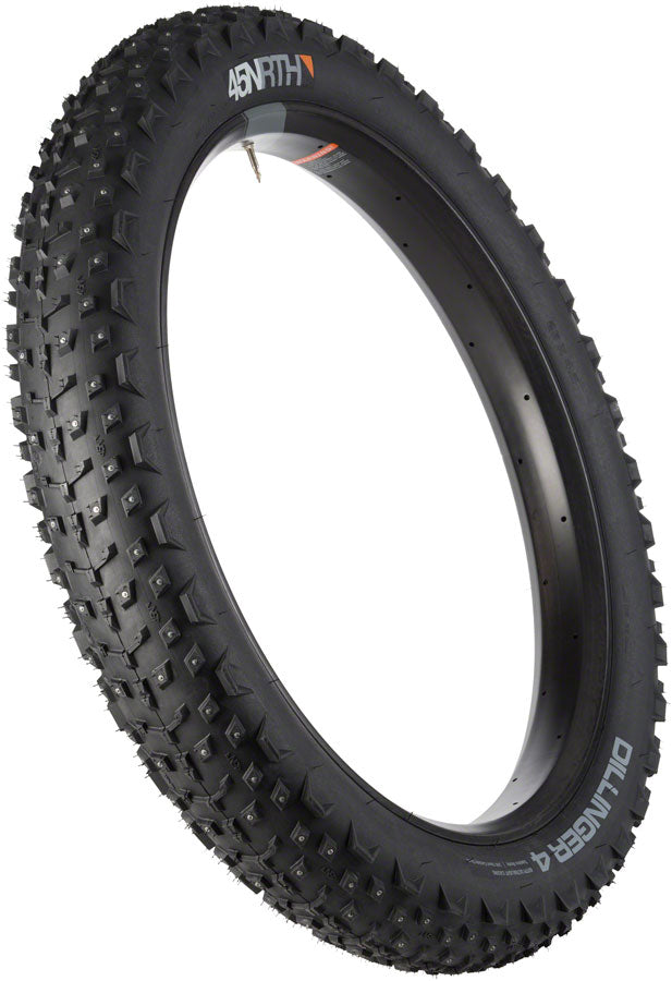 45NRTH Dillinger 4 Tire - 26 x 4, Tubeless, Folding, Black, 60tpi, 240 Carbide Steel Studs