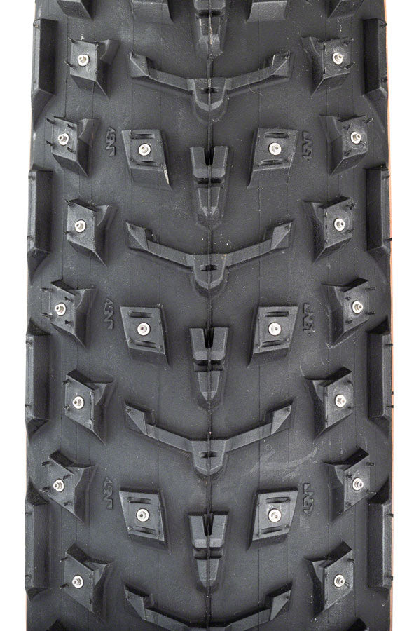 45NRTH Dillinger 5 Tire - 26 x 4.6, Tubeless, Folding, Tan, 60tpi, 258 Concave Carbide Aluminum Studs