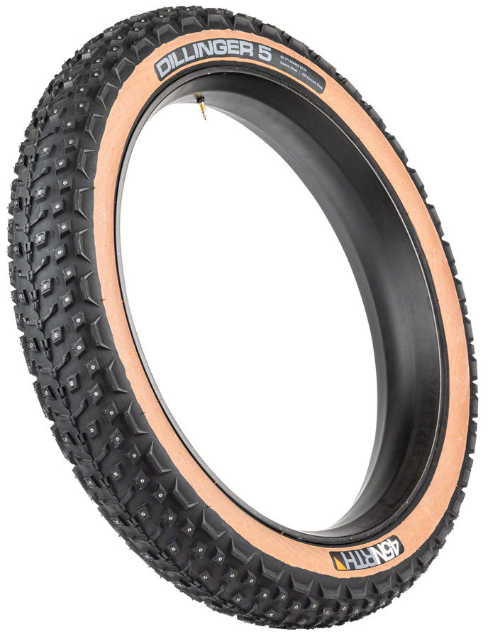 45NRTH Dillinger 5 Tire - 26 x 4.6, Tubeless, Folding, Tan, 60tpi, 258 Concave Carbide Aluminum Studs