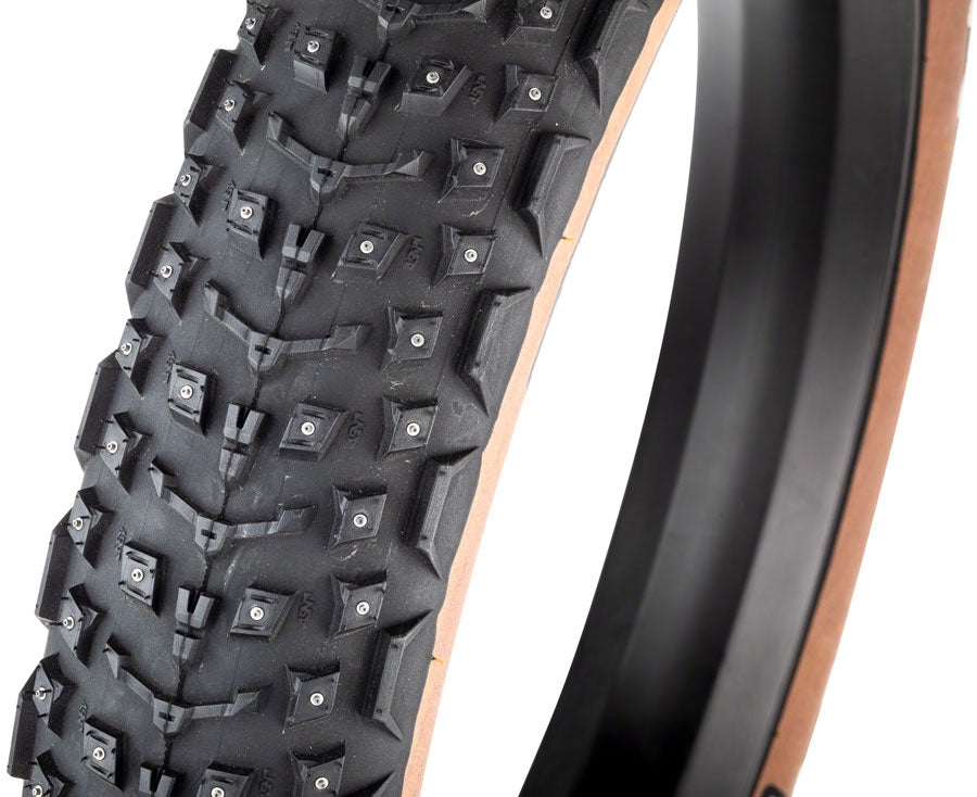 45NRTH Dillinger 5 Tire - 26 x 4.6, Tubeless, Folding, Tan, 60tpi, 258 Concave Carbide Aluminum Studs