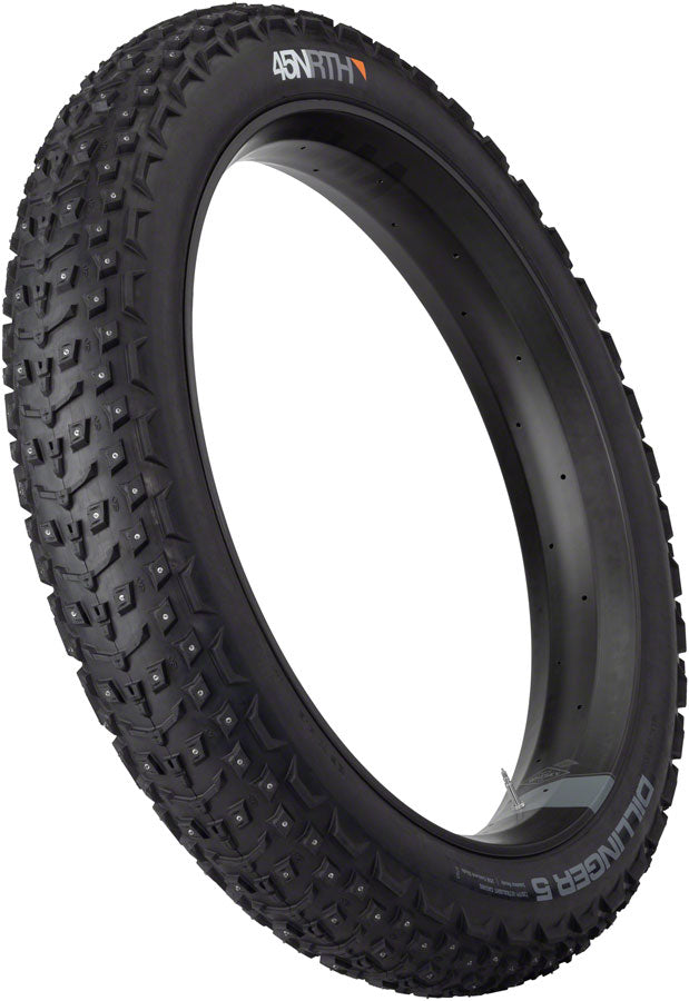 45NRTH Dillinger 5 Tire - 26 x 4.6, Tubeless, Folding, Black, 120tpi, 258 Concave Carbide Aluminum Studs