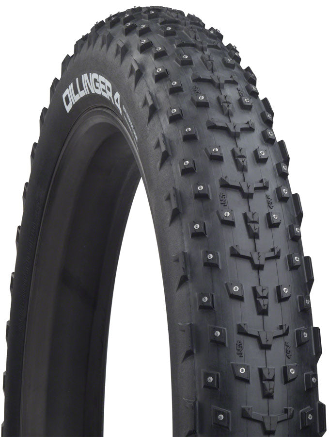 45NRTH Dillinger 4 Tire - 27.5 x 4, Tubeless, Folding, Black, 120tpi, 252 Concave Carbide Aluminum Studs