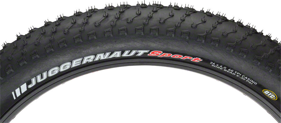 Kenda Juggernaut Sport Tire - 26 x 4.8, Clincher, Wire, Black, 60tpi