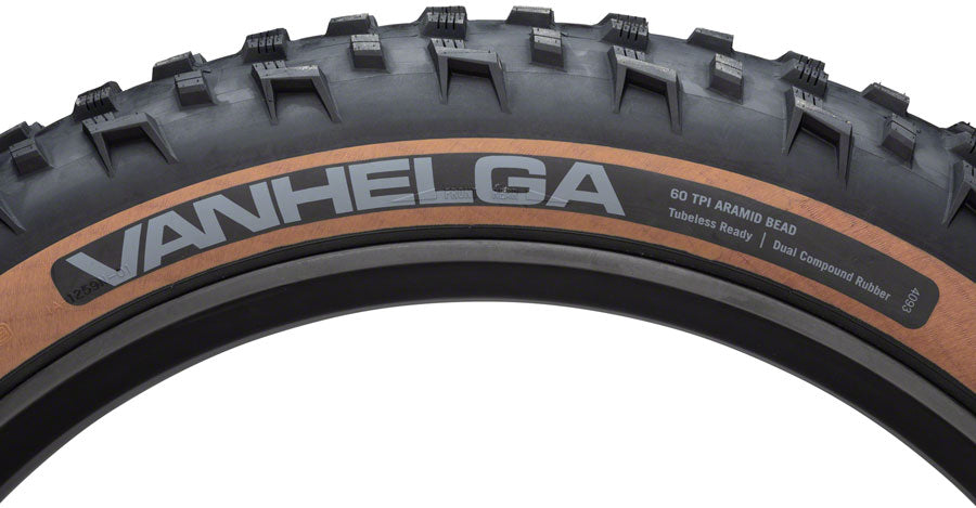 45NRTH Vanhelga Tire - 26 x 4.2, Tubeless, Folding, Black/Tan, 60tpi